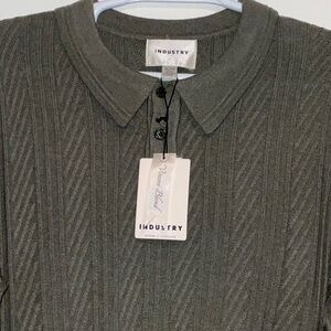 REPUBLIC INDUSTRY CLOTHING COTTON BLEND TEXTURED SAGE GREEN POLO SWEATER XL NWT